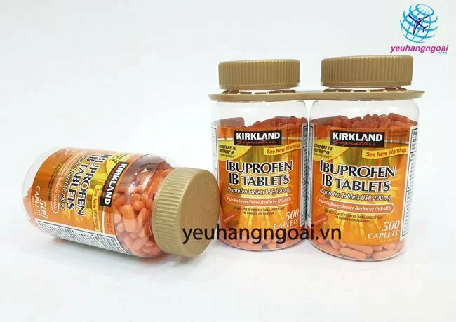 Viên giảm đau, hạ sốt Ibuprofen IB Tablets 200mg 500 viên của Mỹ 3 Hình Thật Mặt Trước Ibuprofen 200mg, 500 Viên Của Kirkland Mỹ.