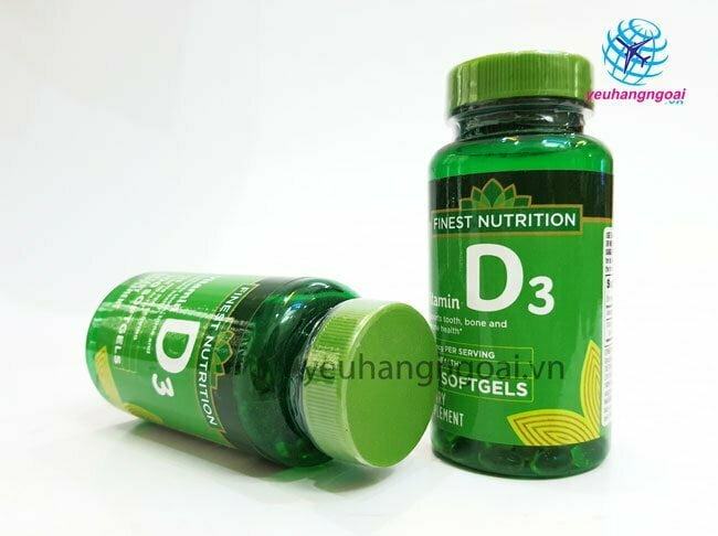 Hình Thật Mặt Trước Viên Uống Bổ Sung Vitamin D3 Finest Nutrition 100 Viên