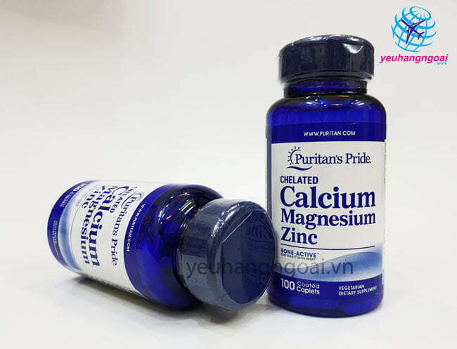 Hình Thật Mặt Trước Viên Uống Bổ Sung Canxi Puritan’s Pride Calcium Magnesium Zinc 100 Viên