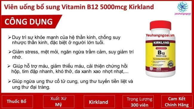 Viên Uống Bổ Sung Vitamin B12 5000Mcg