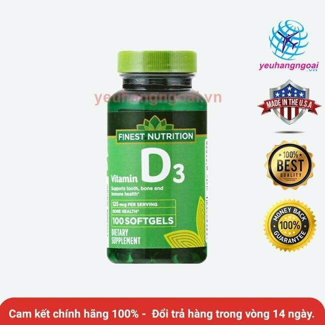 Viên Uống Bổ Sung Vitamin D3 Finest Nutrition 100 Viên