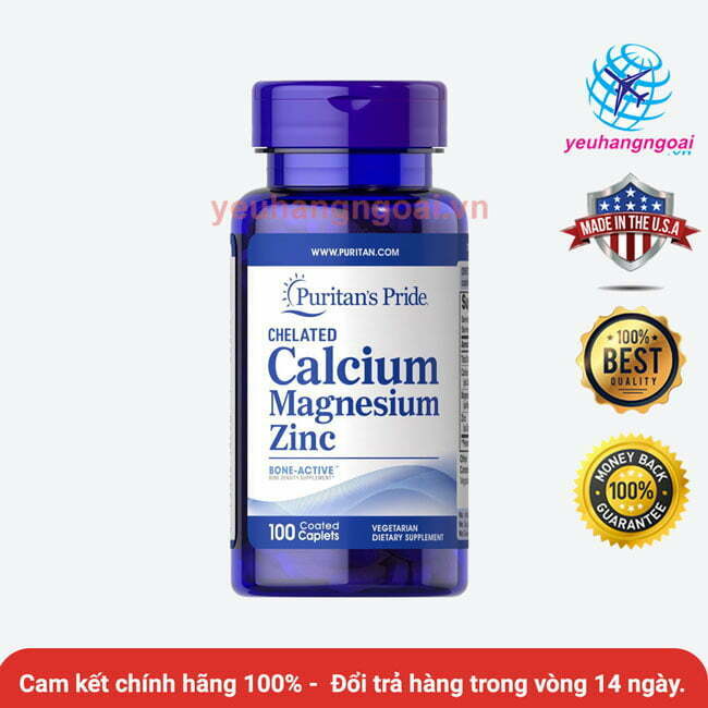 Viên Uống Bổ Sung Canxi Puritan’s Pride Calcium Magnesium Zinc 100 Viên