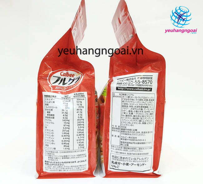 Ngũ cốc ăn kiêng Calbee Nhật Bản 750g 6 Hình Thật Thành Phần Ngũ Cốc Calbee Nhật đỏ 800g
