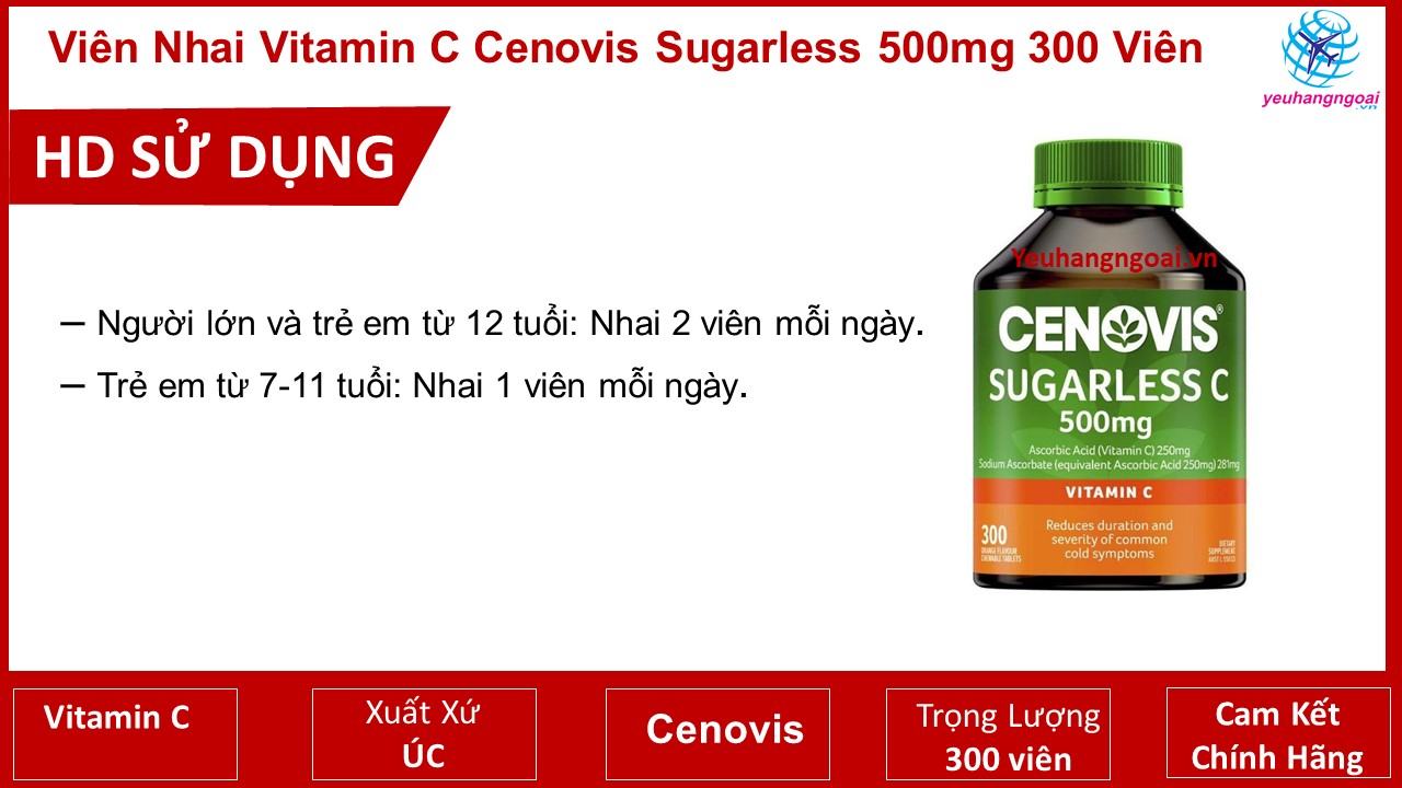 Viên Nhai Vitamin C Cenovis Sugarless 500Mg 300 Viên (2)