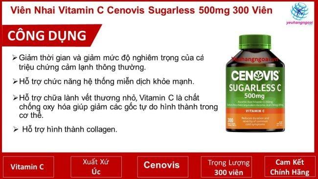 Viên Nhai Vitamin C Cenovis Sugarless 500Mg 300 Viên