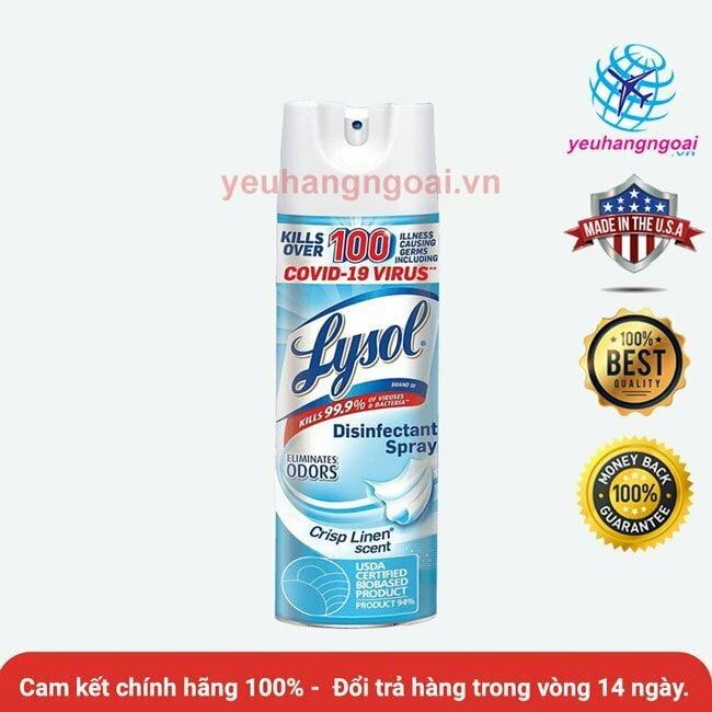 Xịt Diệt Khuẩn Lysol Disinfectant Spray Crisp Linen 538g