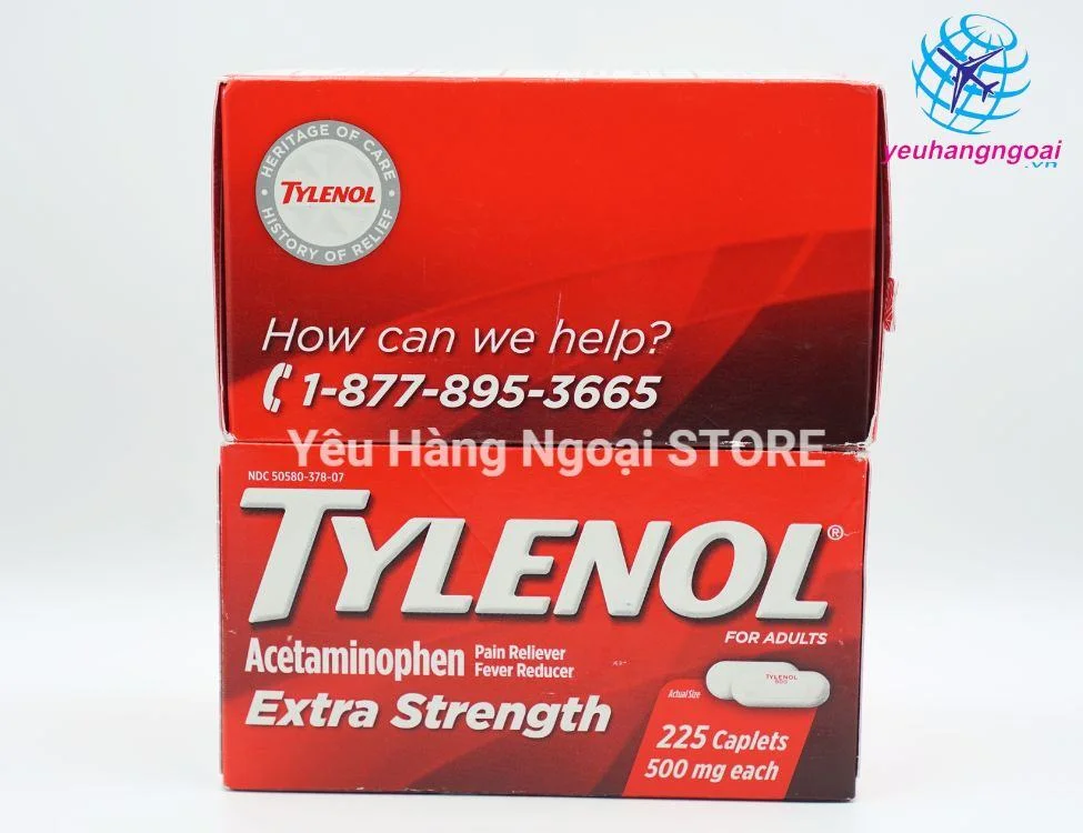 Viên Uống Giảm Đau, Hạ Sốt Tylenol Extra Strength 500mg 225 Viên Của Mỹ (3)