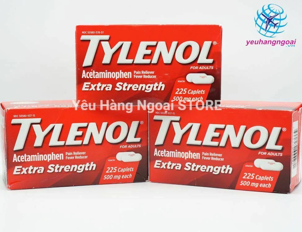 Viên Uống Giảm Đau, Hạ Sốt Tylenol Extra Strength 500mg 225 Viên Của Mỹ