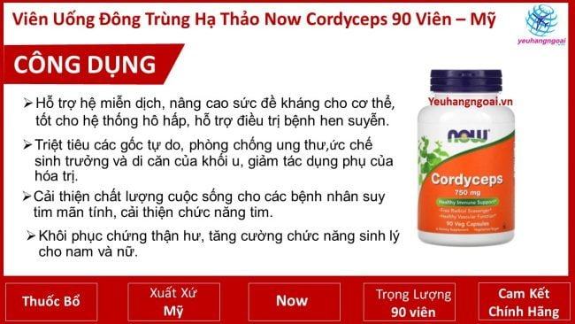 Vien uong dong trung ha thao Now Cordyceps 90 vien My Vien uong dong trung ha thao Now Cordyceps 90 vien My