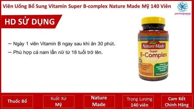 Viên Uống Bổ Sung Vitamin Super B-Complex Nature Made Mỹ 140 viên 5 Vitamin Super B Complex Nature Made Mỹ 140 Viên