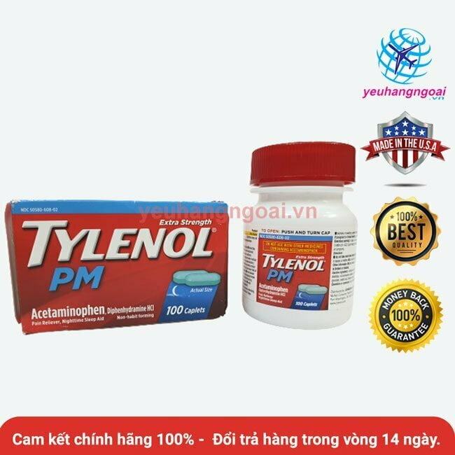 Viên Giảm đau Hạ Sốt Tylenol Extra Strength Pm 100 Caplets