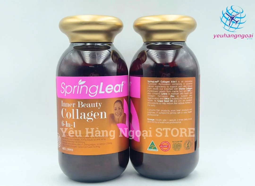 Collagen 6 In 1 Springleaf Inner Beauty Của Úc 180 Viên Mặt Trước Mặt Sau