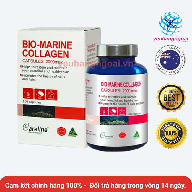 Collagen Bio Marine Careline 2000max 100 Viên Úc Từ Vẩy Da Cá