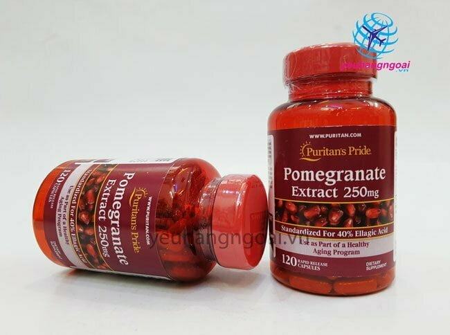 Tinh Chất Lựu Puritan’s Pride Pomegranate 250mg 120 Viên của Mỹ 3 Hình Thật Mặt Trước Tinh Chất Lựu Puritan’s Pride Pomegranate 250mg 120 Viên.