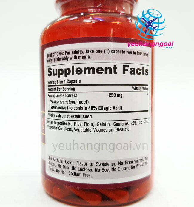 Tinh Chất Lựu Puritan’s Pride Pomegranate 250mg 120 Viên của Mỹ 6 Hình Thật Thành Phầntinh Chất Lựu Puritan’s Pride Pomegranate 250mg 120 Viên.