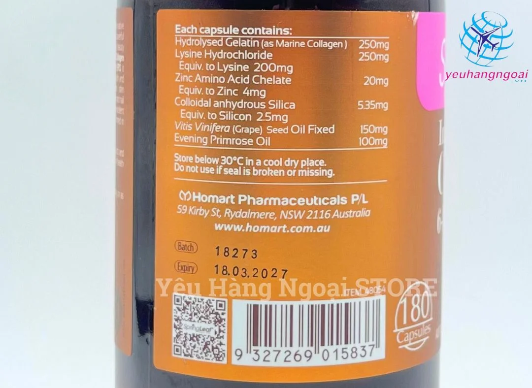 Viên Uống Collagen 6 In 1 Springleaf Inner Beauty Của Úc 180 Viên Thành Phần