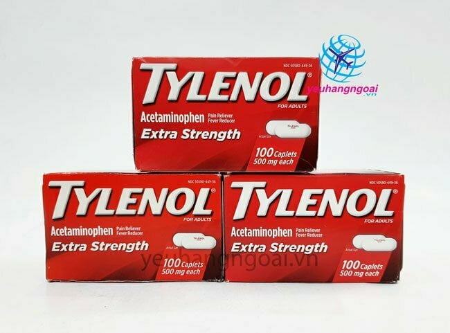 Viên uống giảm đau, hạ sốt Tylenol Extra Strength 500mg 100 viên (Mỹ) 1 Hình Thật Viên Uống Giảm đau, Hạ Sốt Tylenol Extra Strength 100 Viên
