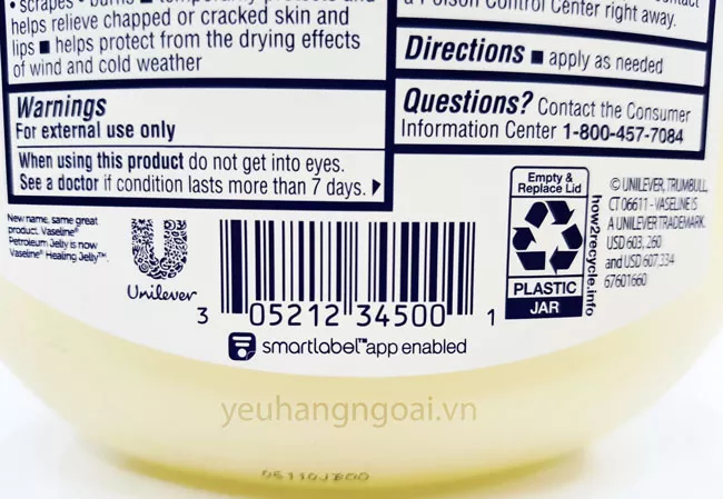 Sáp dưỡng ẩm Vaseline Healing Jelly Original 368g chính hãng của Mỹ 8 Hình Thật Mã Vạch Sáp Dưỡng Ẩm Trị Da Khô, Nứt Nẻ, Chai Sần Vaseline