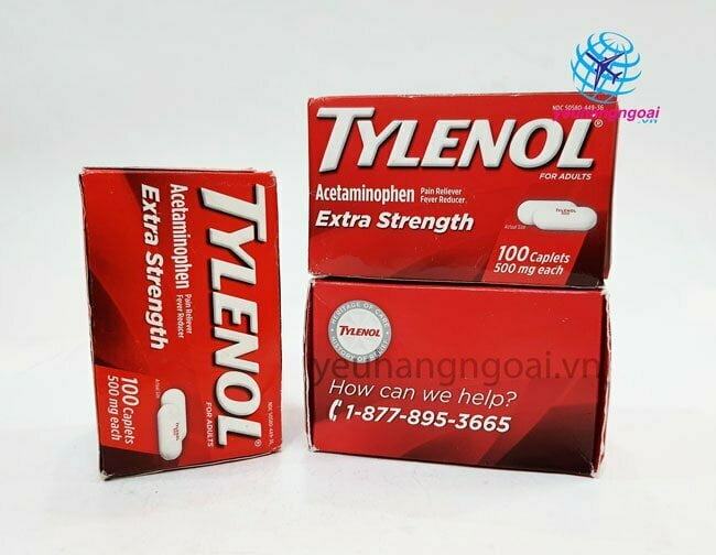 Hình Thật Mặt Trước Viên Uống Giảm Đau, Hạ Sốt Tylenol Extra Strength 100 Viên