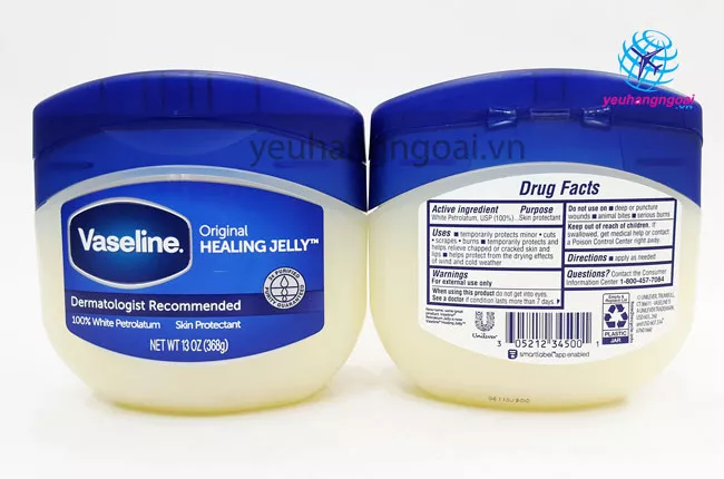 Sáp dưỡng ẩm Vaseline Healing Jelly Original 368g chính hãng của Mỹ 6 Hình Thật Mặt Trước Sau Sáp Dưỡng Ẩm Trị Da Khô, Nứt Nẻ, Chai Sần Vaseline