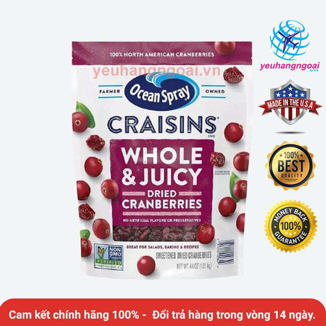 Quả Nam Việt Quất Sấy Khô Ocean Spray Craisins Whole Dried Cranberries
