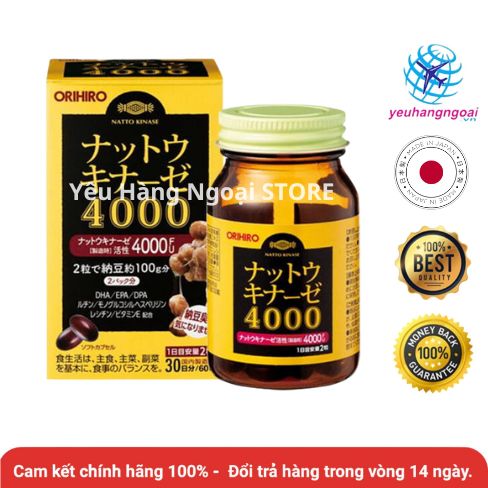 Viên Uống Hỗ Trợ Phòng Chống Đột Quỵ Natto Kinase 4000FU 60 Viên Của Nhật Bản. 1 natto-4000fu-orihiro