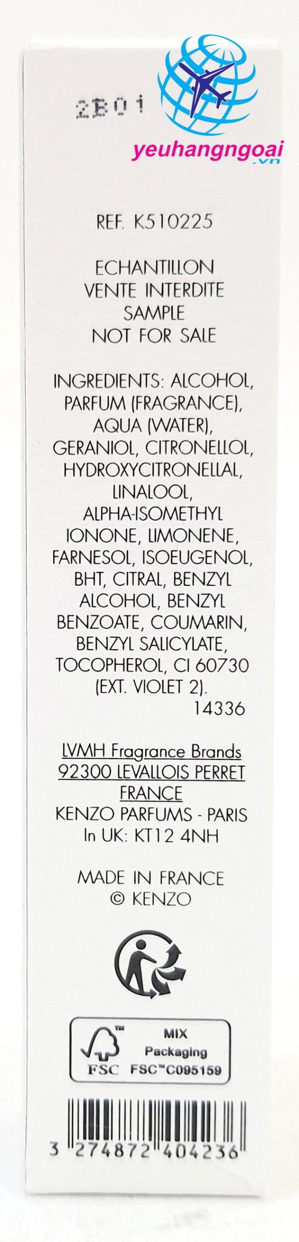 Hình Thật Thành Phần Nước Hoa Kenzo Flower 4Ml