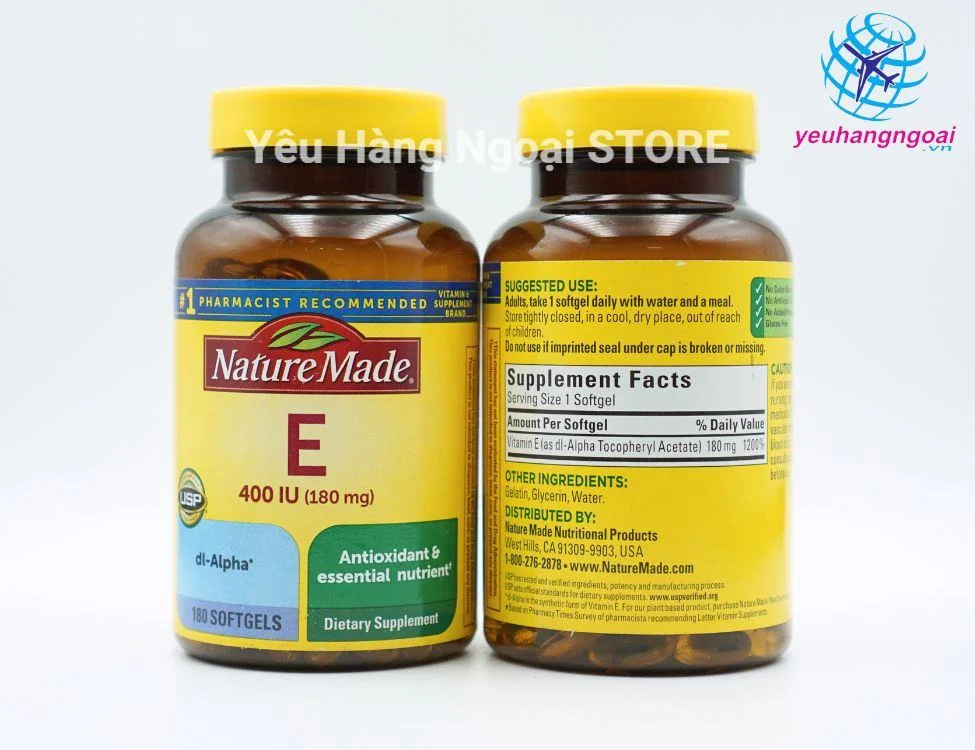 Viên Uống Vitamin E 400Iu 180 Viên Nature Made Vitamin E 400Iu Nature Made 2