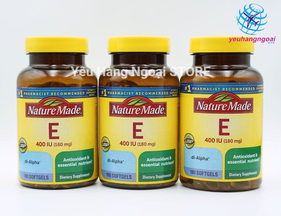 Viên Uống Vitamin E 400iu 180 Viên Nature Made của Mỹ Vitamin E 400iu Nature Made