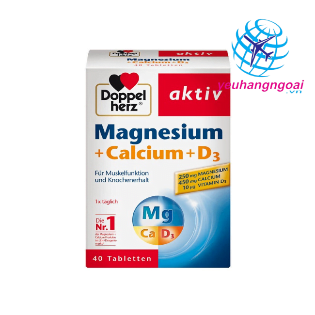 Viên uống bổ sung Canxi Doppelherz calcium magnesium D3 của Đức