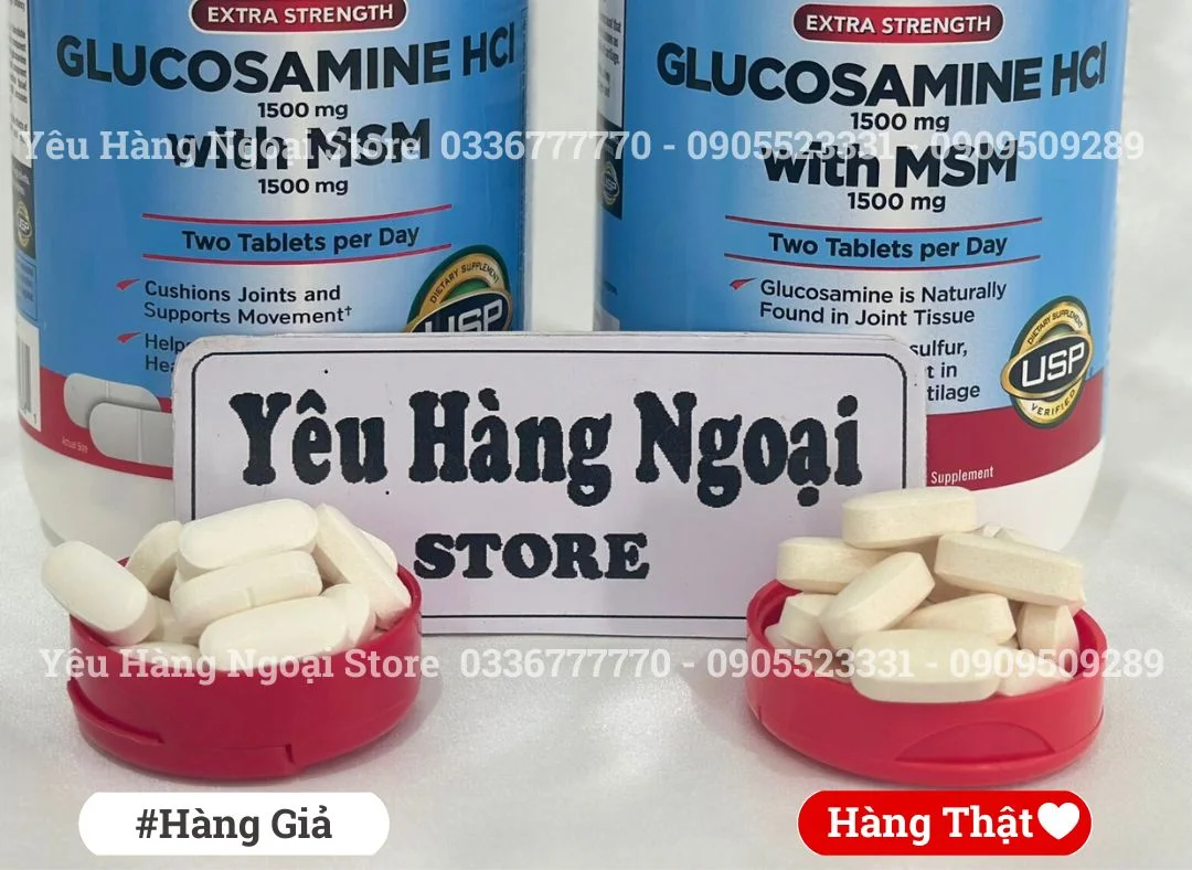 Cách phân biệt hàng giả thật Glucosamine HCI 1500mg 375 viên của Mỹ. 10 Vien Thuoc Glucosamie 375 Vien Hcl