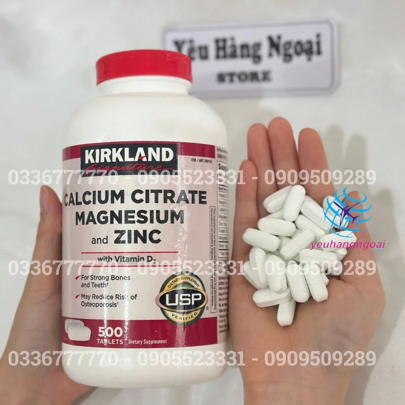 Viên Uống Bổ Sung Canxi, Magie, Kẽm Và Vitamin D3 Kirkland Calcium Citrate Magnesium And Zinc With Vitamin D3 500 Viên Của Mỹ. 7 Vien Uong Calcium 500 Vien