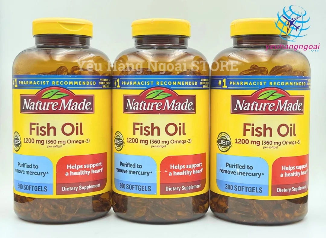 Viên Uống Dầu Cá Fish Oil 1200mg (360mg Omega-3) 300 Viên Của Nature Made Mỹ. 2 Fish Oil 1200mg 360mg Omega 3 300 Vien Cua Nature Made My 1