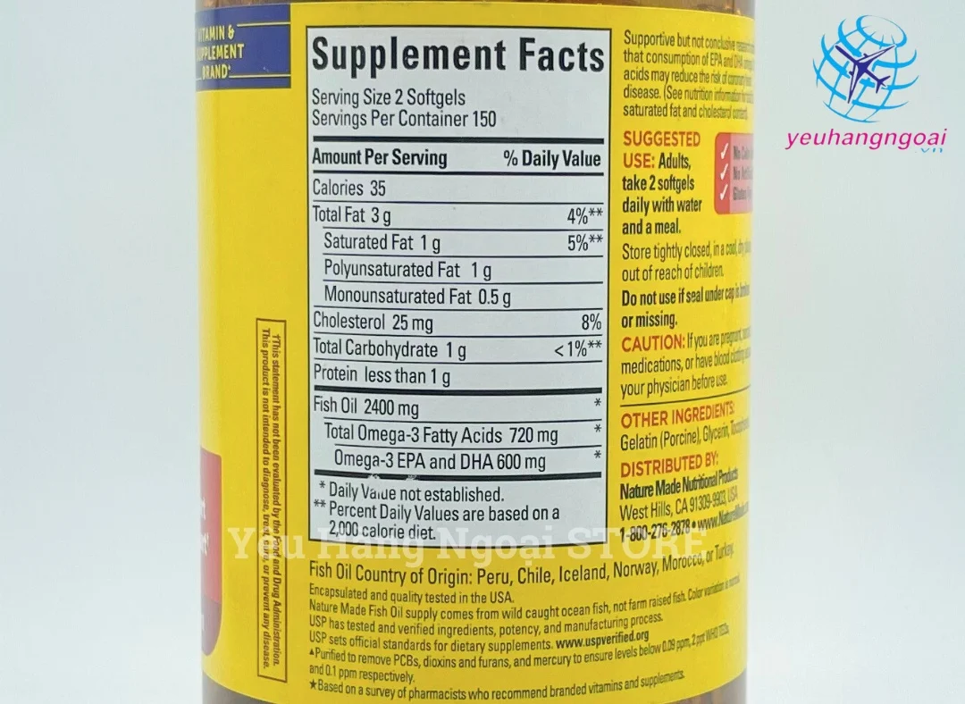 Viên Uống Dầu Cá Fish Oil 1200mg (360mg Omega-3) 300 Viên Của Nature Made Mỹ. 6 Fish Oil 1200mg 360mg Omega 3 300 Vien Cua Nature Made My 3 1