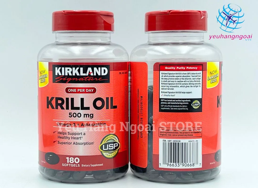 Dầu Nhuyễn Thể (Dầu Tôm) Krill Oil 500mg 180 Viên Của Kirkland Signature Mỹ. 3 Dầu Nhuyễn Thể (dầu Tôm) Krill Oil 500mg 180 Viên Của Kirkland Signature Mỹ Mã Cạch
