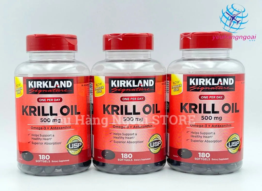 Dầu Nhuyễn Thể (Dầu Tôm) Krill Oil 500mg 180 Viên Của Kirkland Signature Mỹ. 2 Dầu Nhuyễn Thể (dầu Tôm) Krill Oil 500mg 180 Viên Của Kirkland Signature Mỹ.
