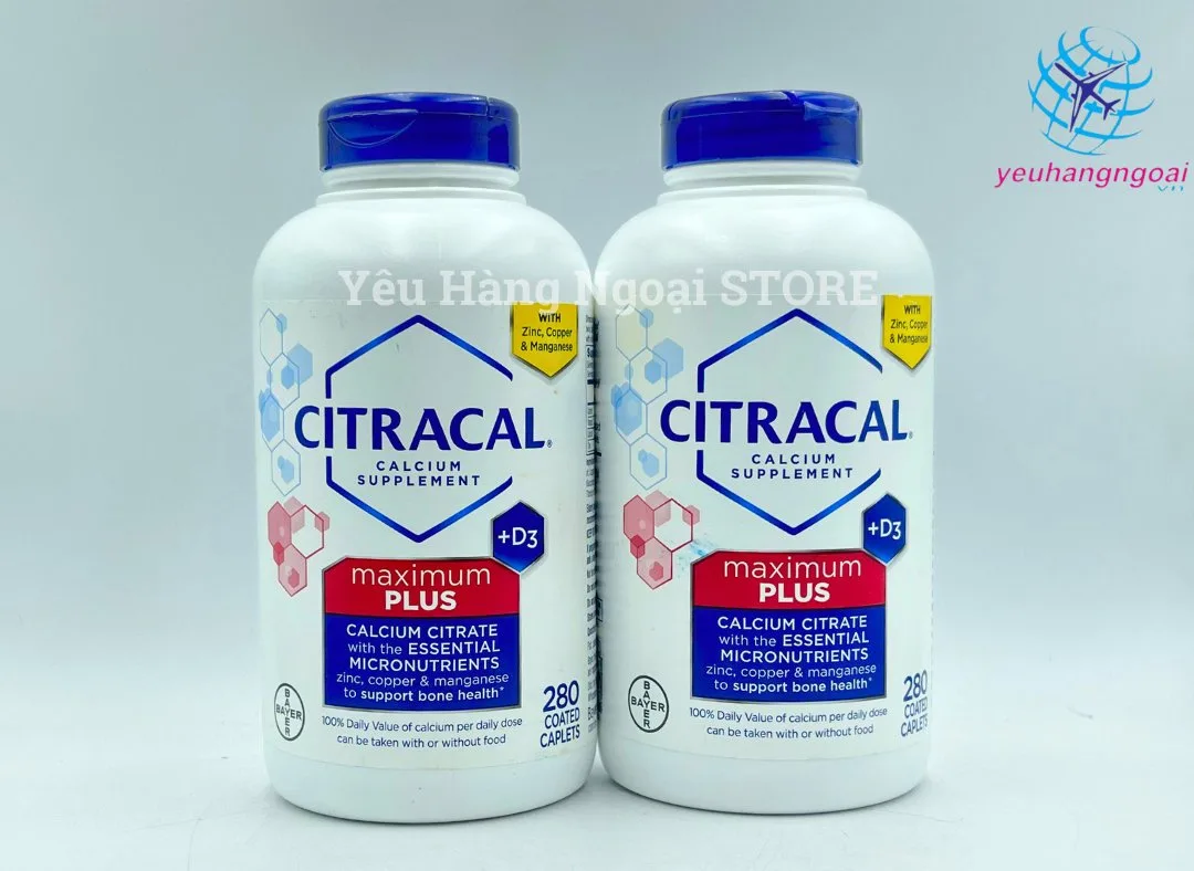 Viên Uống Bổ Sung Canxi Hỗ Trợ Xương Khớp Citracal Calcium Maximum Plus 280 viên. 1 Canxi Citracal 280 Viên