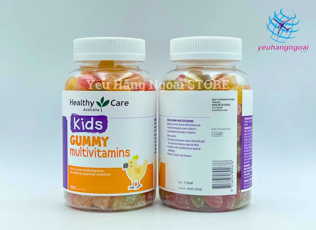 Kẹo Dẻo Gummy Multivitamin Cho Bé Trên 2 Tuổi Của Healthy Care Úc 250 Viên. 2 Gummy Multivitamin 250 Viên (2)