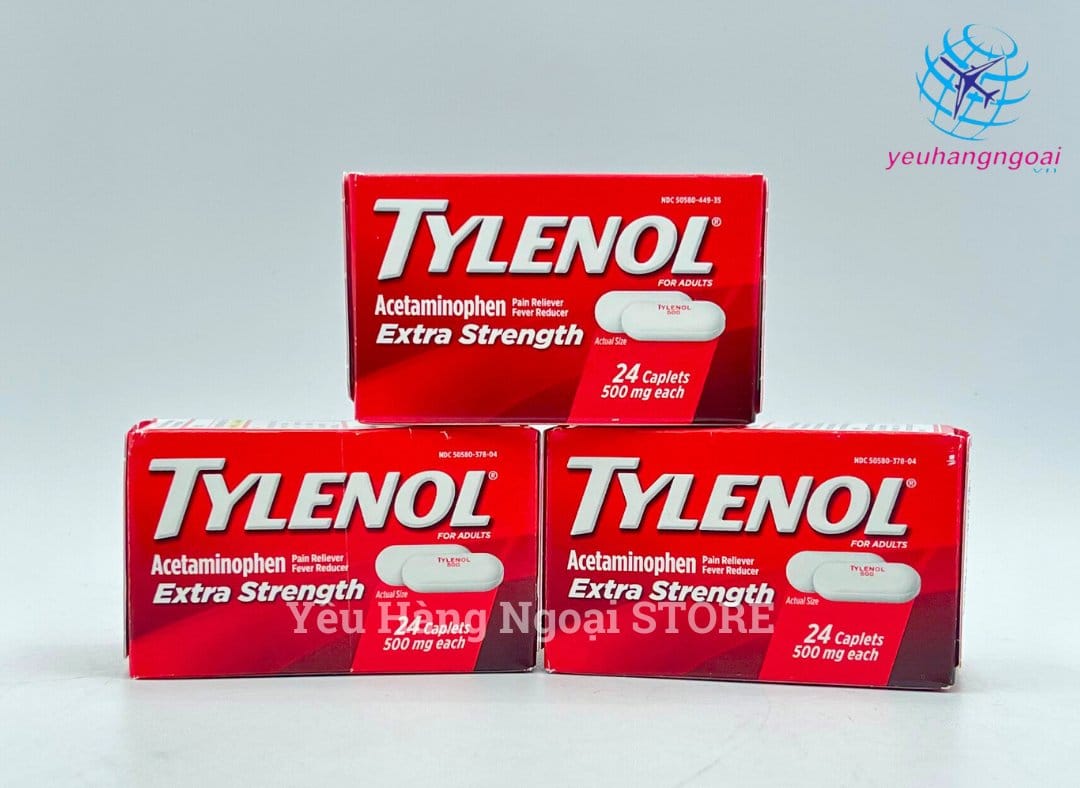 Viên Uống Giảm Đau, Hạ Sốt Tylenol Extra Strength 500mg 24 Viên Của Mỹ. 1 Tylenol 500mg 24 Viên