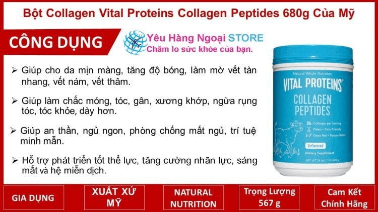 Bột Collagen Vital Proteins Collagen Peptides Unflavored 284G Của Mỹ. 5 Image