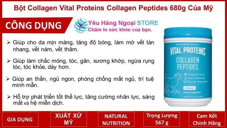 Bột Collagen Vital Proteins Collagen Peptides Unflavored 284G Của Mỹ. 5 Image
