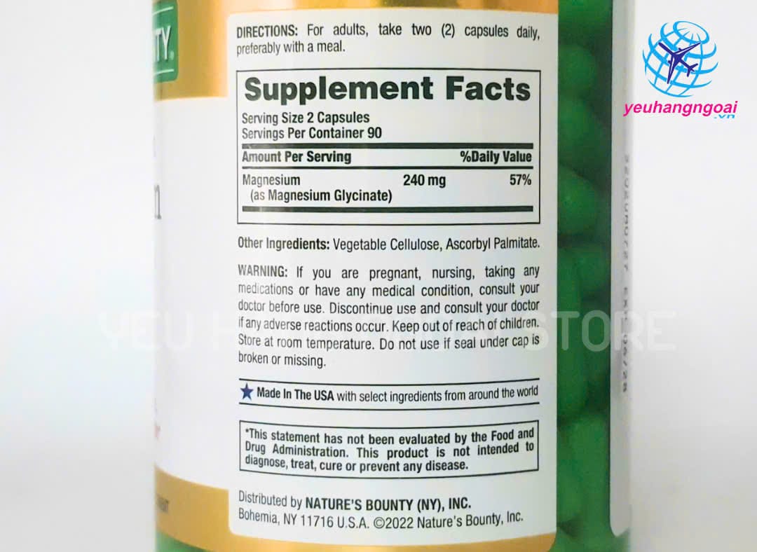 Viên Uống Bổ Sung Magnesium Glycinate Nature’s Bounty 240mg 180 viên của Mỹ. 5 Z7208761204727 C81444c94a99b4ba5d6875136aa551e0